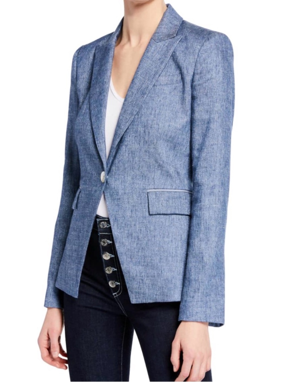 Veronica Beard Athens Dickey Jacket Blue Metallic Weave Size 4 NWT